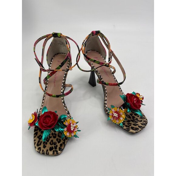 Betsey Johnson Shoes - Betsey Johnson Erikk Floral Animal Print Strappy Heel Sandals Size 8.5 NWOB